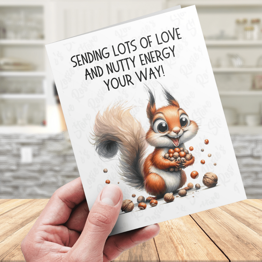 Get Well Greeting Card: Sending Lots Of Love And Nutty Energy Your Way