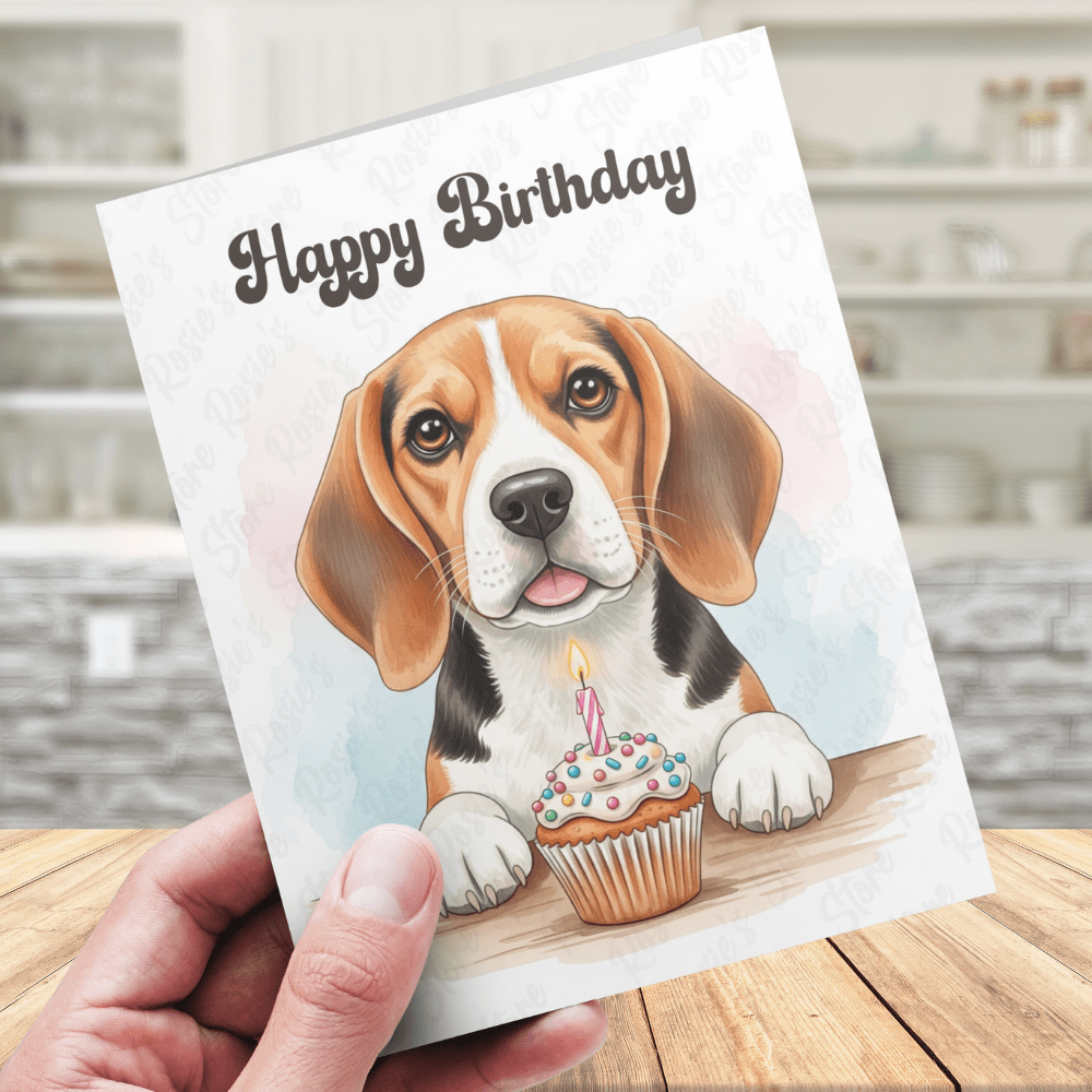Birthday Greeting Card, Beagle Dog Pet Lover 02: Happy Birthday