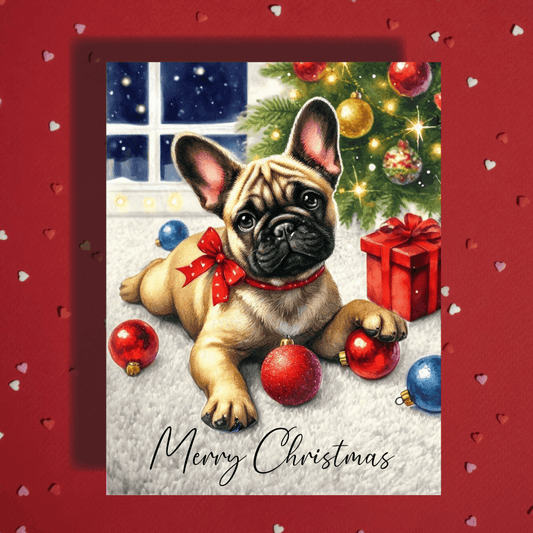 Christmas Greeting Card, French Bulldog: Merry Christmas