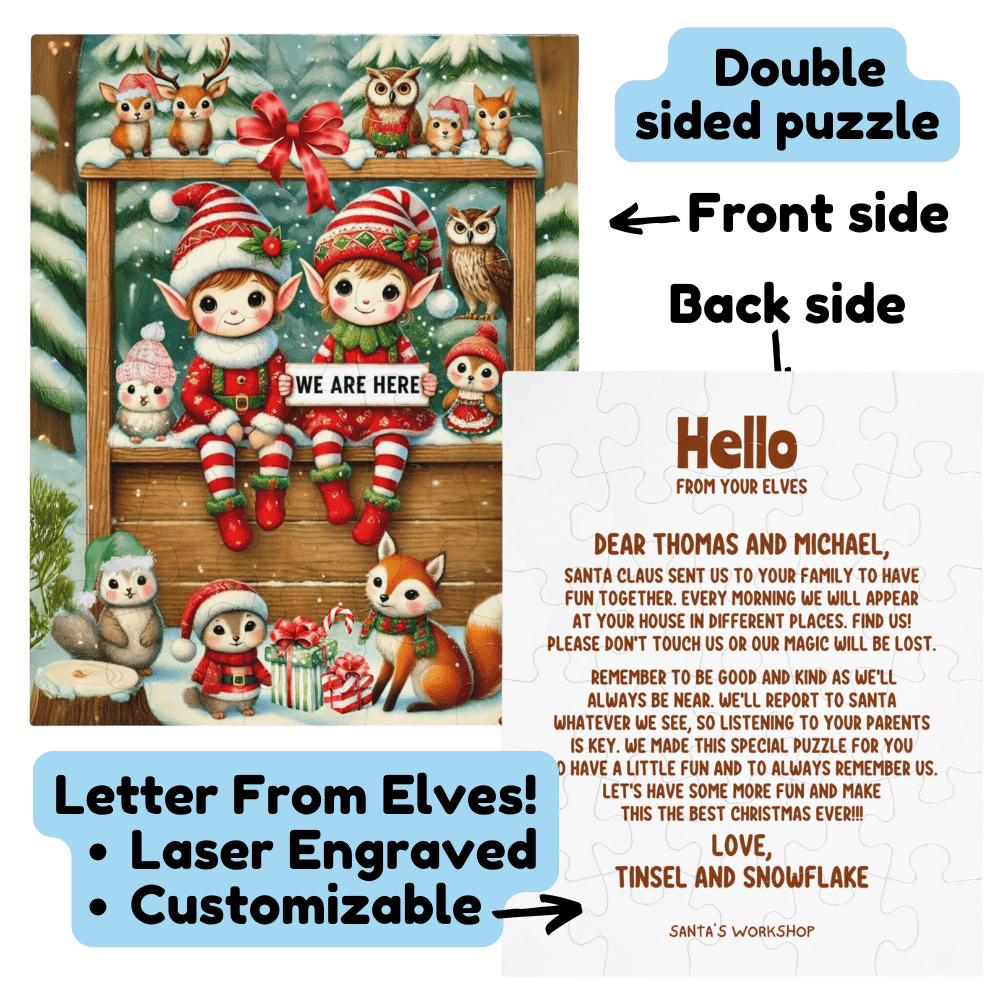 Christmas Gift, Personalized Elf Letter Double-Sided Jigsaw Puzzle: Hello From Your Elf (Elves)