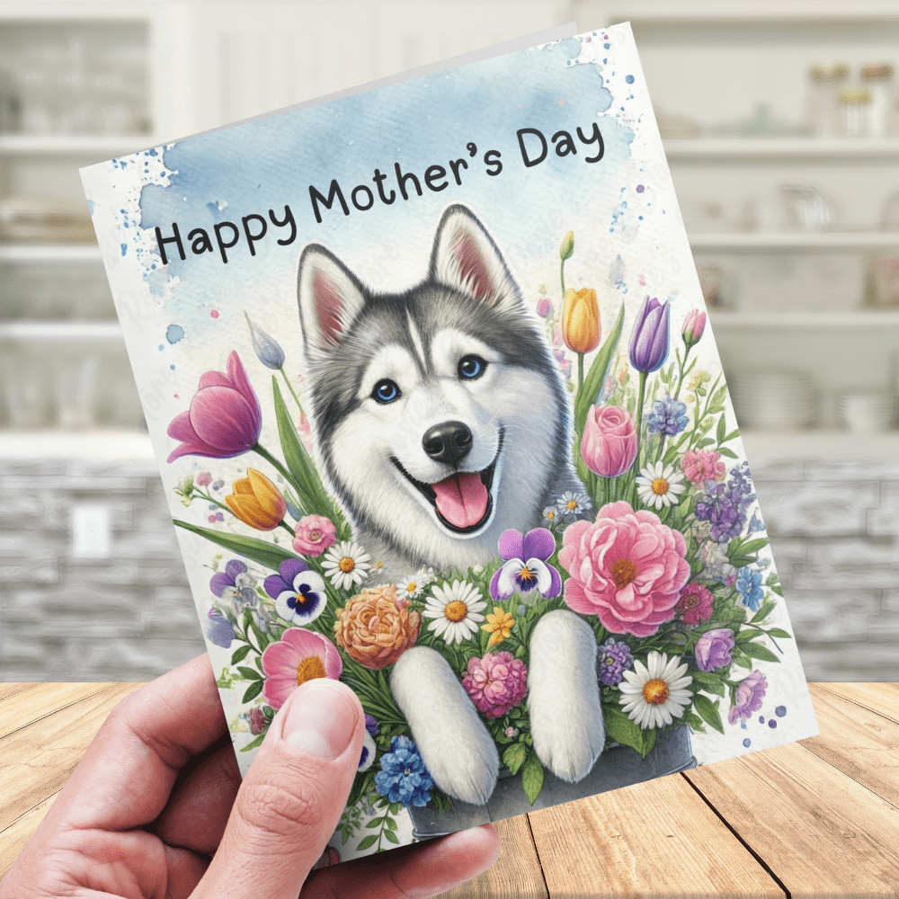 Mom Gift, Greeting Card, Husky Dog: Happy Mother's Day