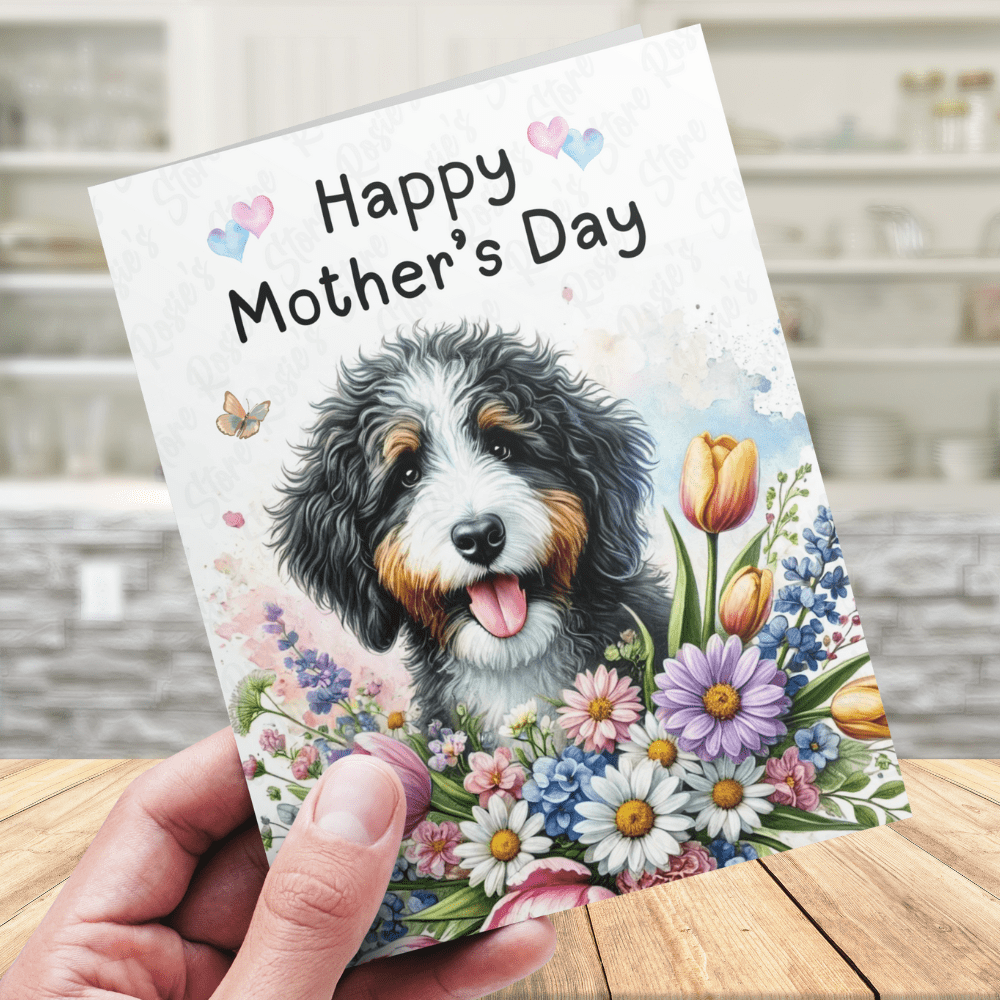 Mother's Day Digital Greeting Card, Bernedoodle Dog: Happy Mother's Day