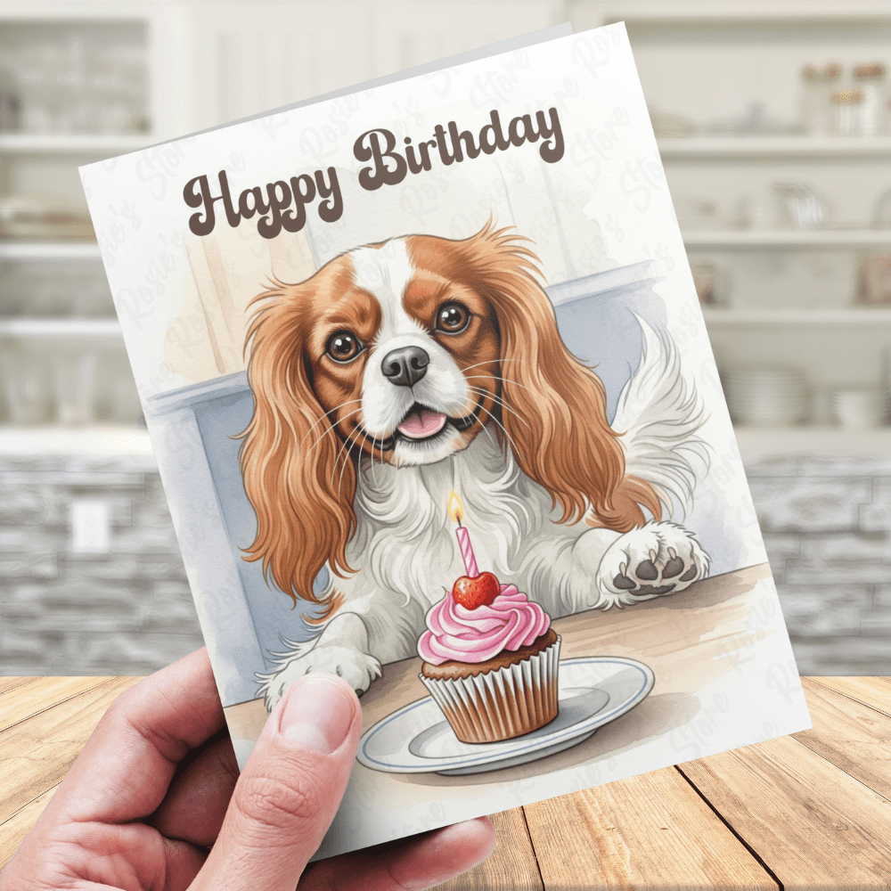 Birthday Greeting Card, Cavalier King Charles Spaniel Dog Pet Lover: Happy Birthday