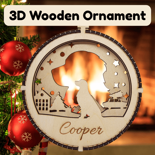 3D Wooden Dog Ornament: Golden Retriever