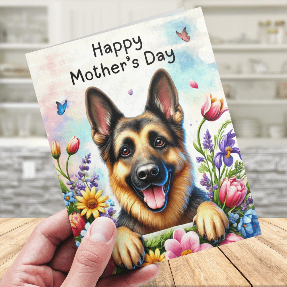Mother's Day Digital Greeting Card, German Shepherd Dog: Happy Mother's Day