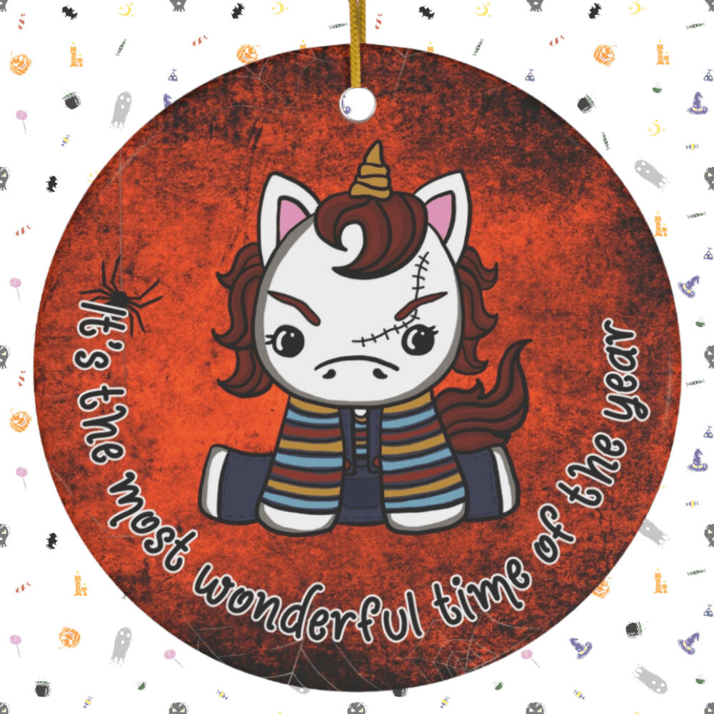 Halloween Ceramic Ornament: Unicorn Chuck