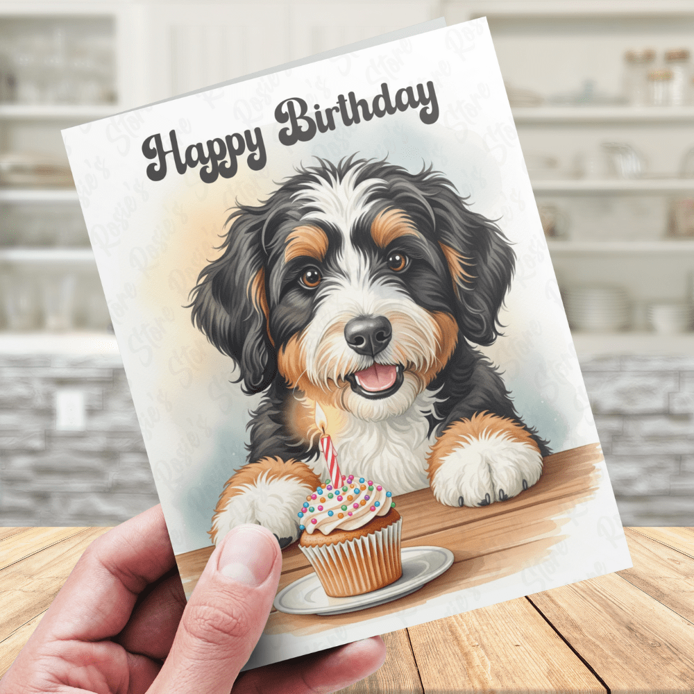 Birthday Greeting Card, Bernedoodle Dog Pet Lover: Happy Birthday