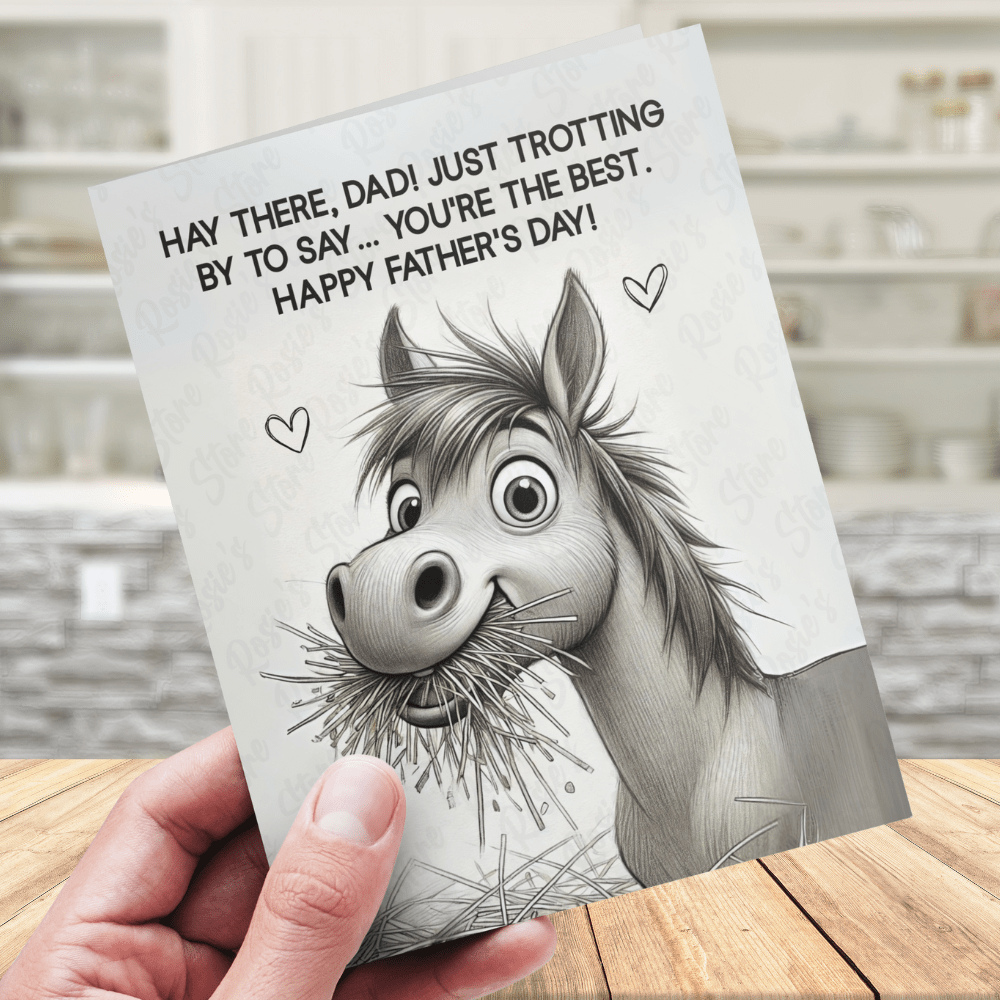 Father's Day Digital Greeting Card, Horse: Hay There, Dad!