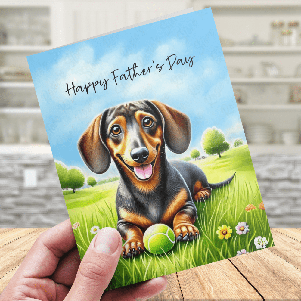 Dad Gift, Greeting Card, Dachshund Dog 2: Happy Father's Day