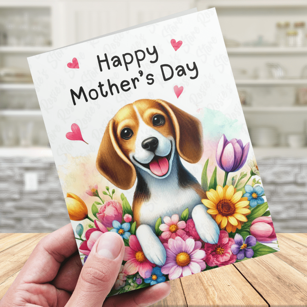 Mother's Day Digital Greeting Card, Beagle Dog: Happy Mother's Day