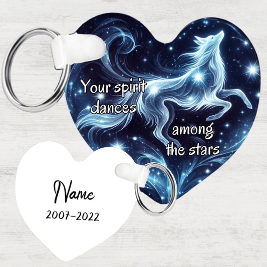 Dog Spirit, Memorial Heart Keychain With a Gift Box: Your Sprit Dances Among The Stars