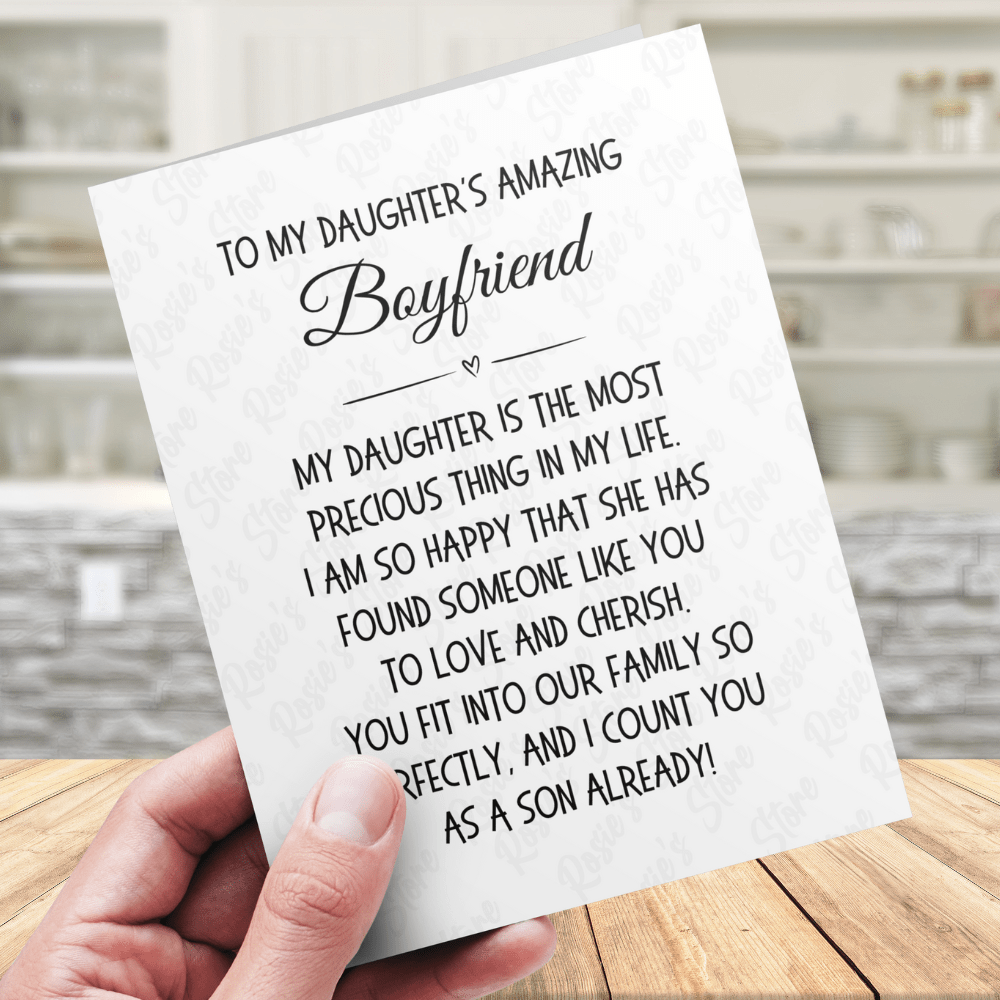 Daughter's Boyfriend Greeting Card: My Daughter Is The Most Precious Thing...