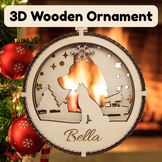 3D Wooden Dog Ornament: Husky
