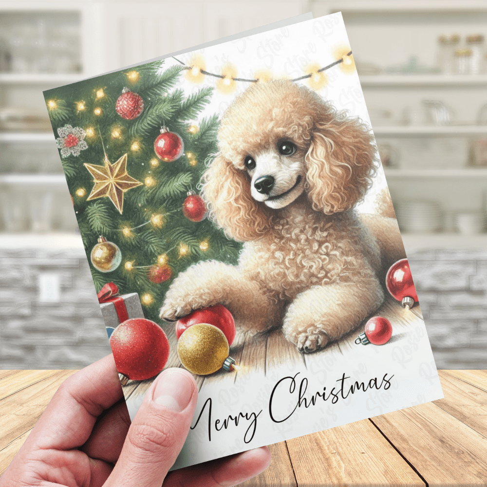 Christmas Greeting Card, Toy Poodle: Merry Christmas