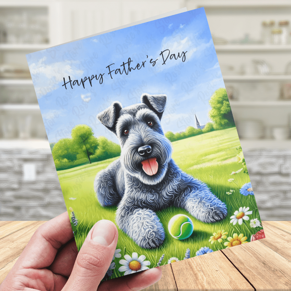 Dad Gift, Greeting Card, Kerry Blue Terrier Dog: Happy Father's Day