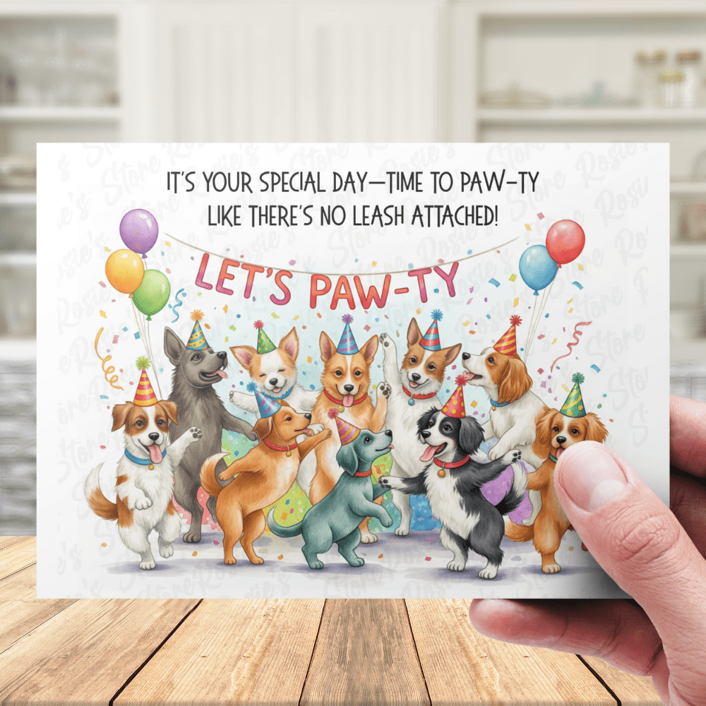 Birthday Greeting Card: Time To Paw-ty