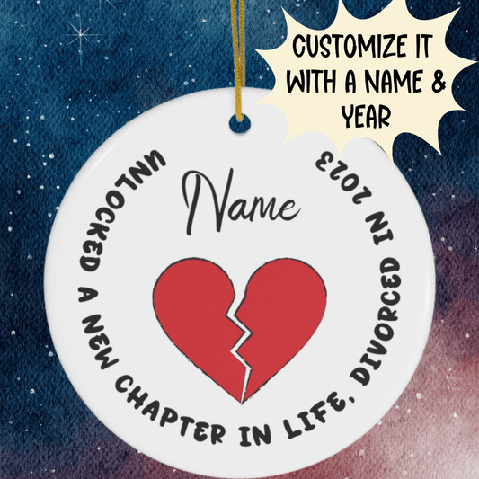 Divorce, Personalized Ceramic Ornament: A New Chapter