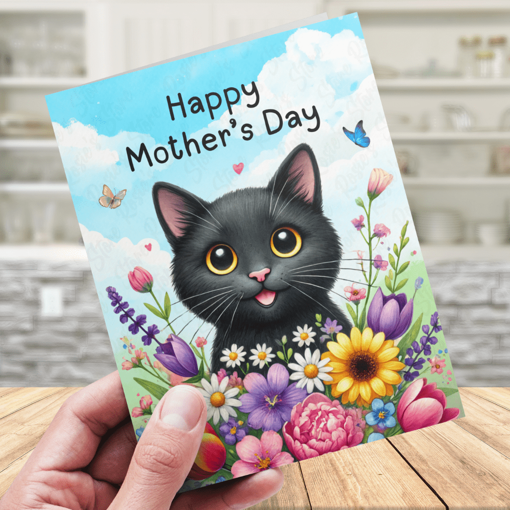 Mom Gift, Greeting Card, Black Cat: Happy Mother's Day