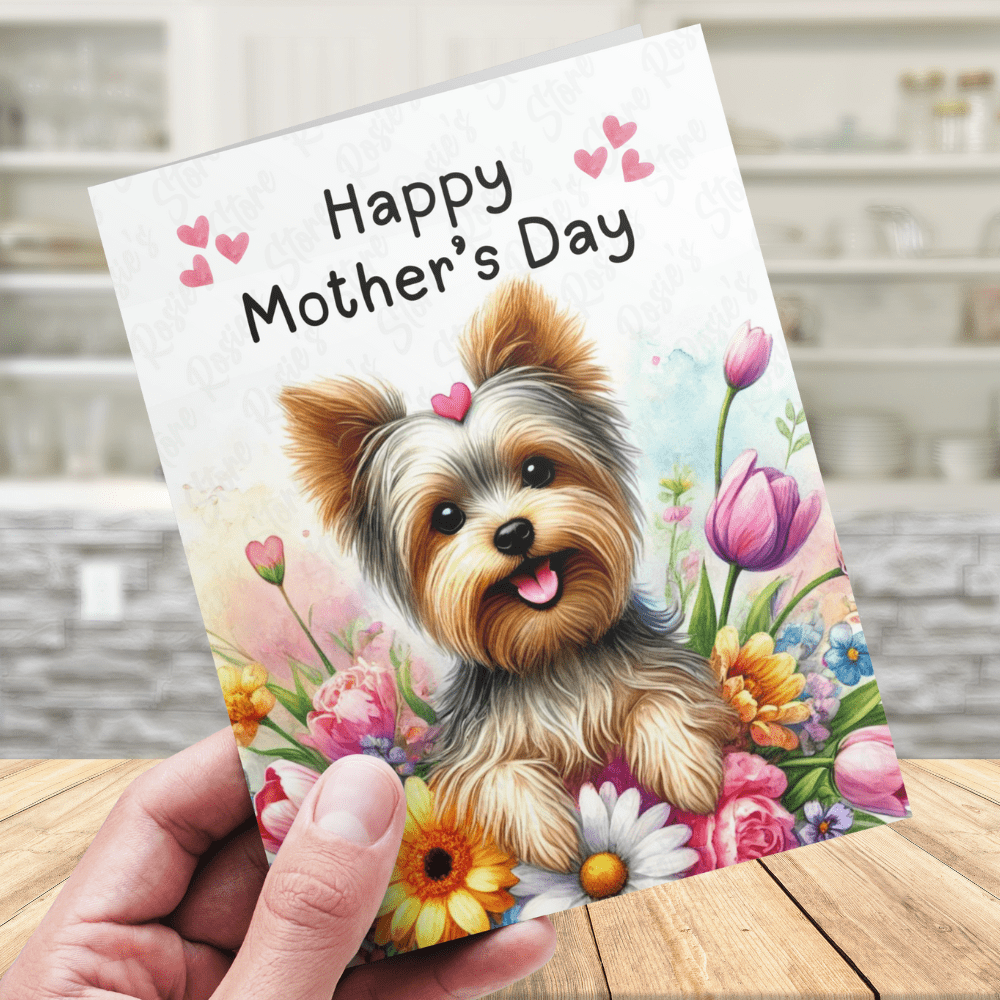 Mom Gift, Greeting Card, Yorkie, Yorkshire Terrier Dog with Heart: Happy Mother's Day