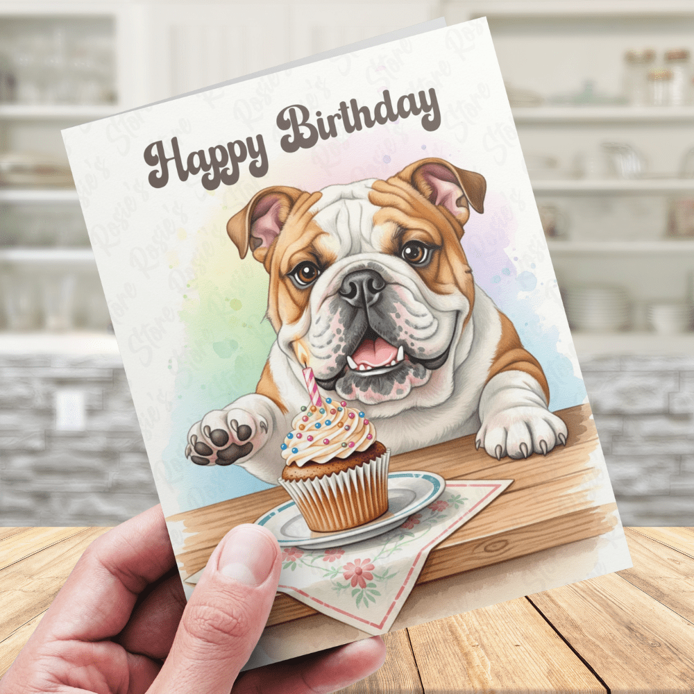 Birthday Greeting Card, Bulldog Dog Pet Lover: Happy Birthday
