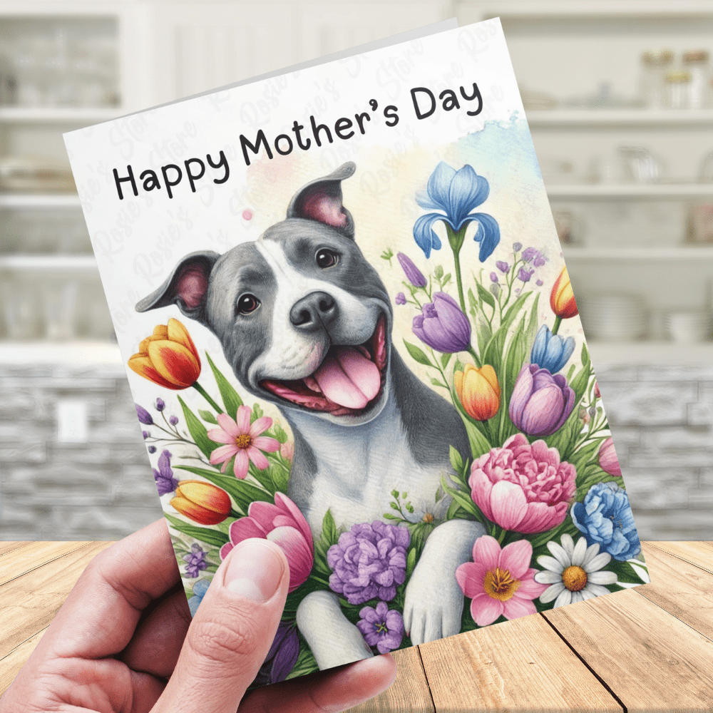 Mother's Day Digital Greeting Card, Pitbull Dog: Happy Mother's Day