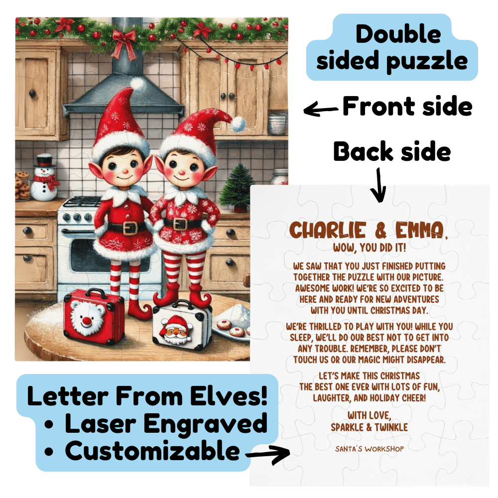 Christmas Gift, Personalized Elf Letter Double-Sided Jigsaw Puzzle: Wow, You Did It!