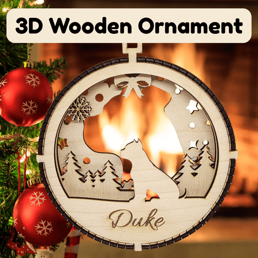 3D Wooden Dog Ornament: Pitbull