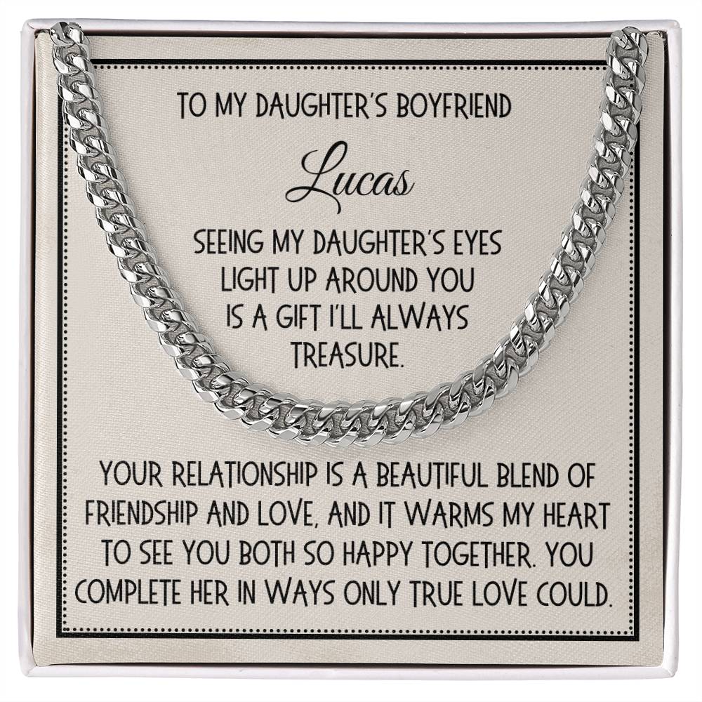 Daughter's Boyfriend Gift, Link Chain Necklace: Seeing My Daughter's Eyes Light Up