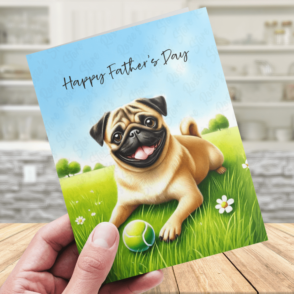 Dad Gift, Greeting Card, Pug Dog 2: Happy Father's Day
