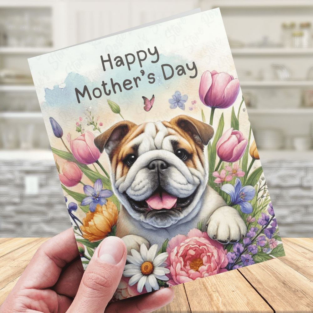 Mother's Day Digital Greeting Card, Bulldog Dog: Happy Mother's Day