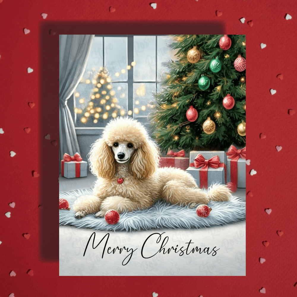 Christmas Greeting Card, Poodle: Merry Christmas