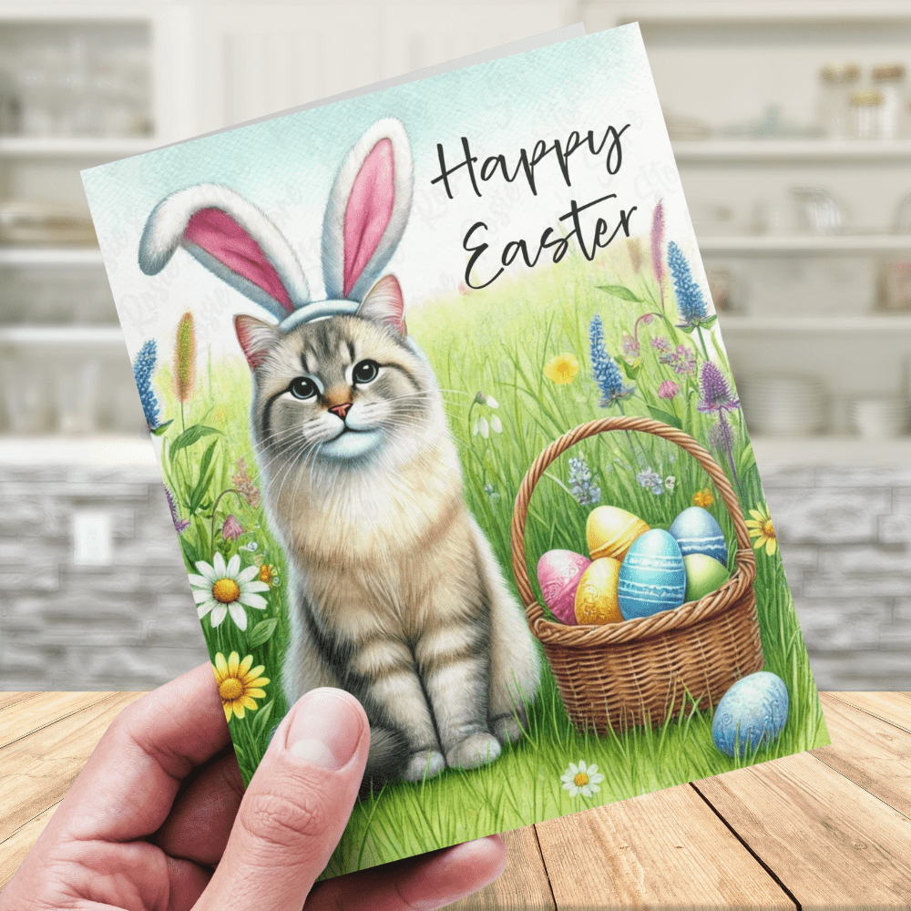 Easter Greeting Card, Cat: Happy Easter