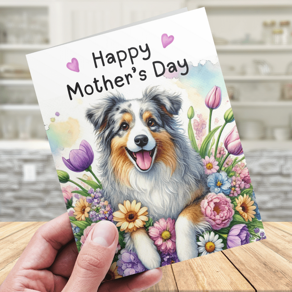 Mother's Day Digital Greeting Card, Australian Shepherd Dog: Happy Mother's Day