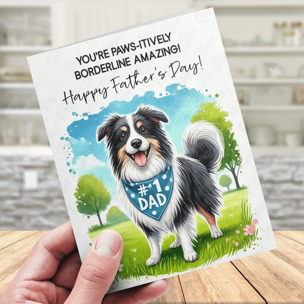 Dad Gift, Greeting Card, Border Collie Dog: Happy Father's Day