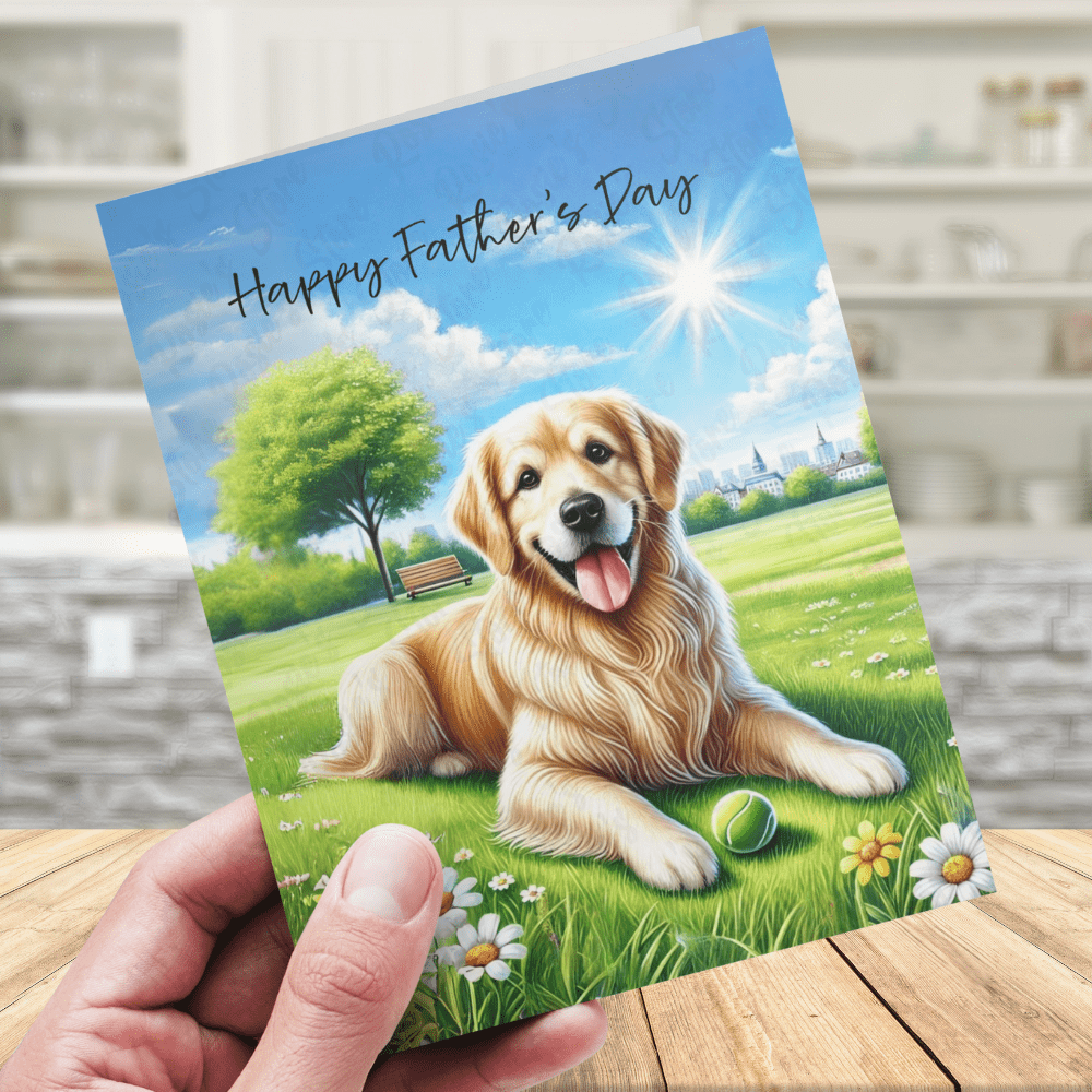 Dad Gift, Greeting Card, Golden Retriever Dog 2: Happy Father's Day