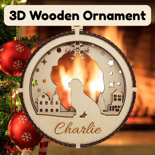 3D Wooden Dog Ornament: Cavalier King Charles Spaniel