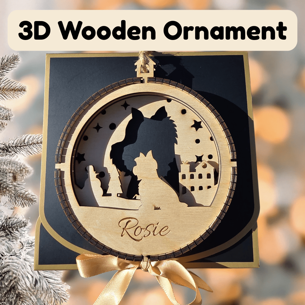 3D Wooden Dog Ornament: Yorkshire Terrier (Yorkie)
