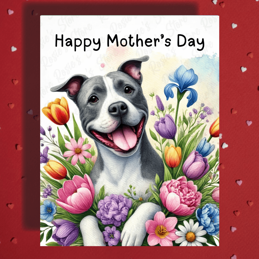 Mom Gift, Greeting Card, Pitbull Dog: Happy Mother's Day