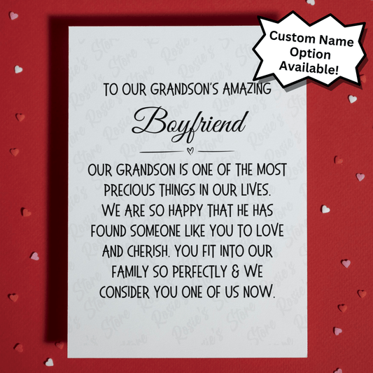 Grandson's Boyfriend Greeting Card: We Consider You One Of Us Now