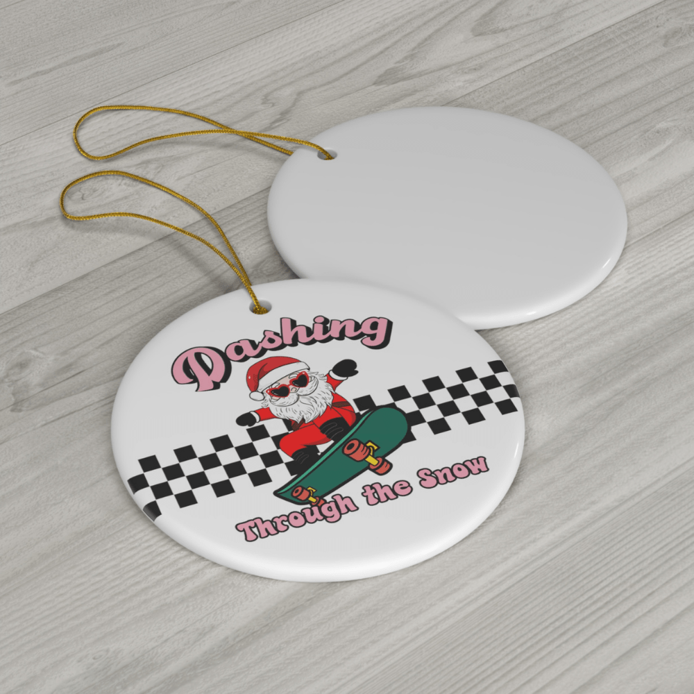Christmas Gift, Ceramic Ornament: Dashing Through The Snow