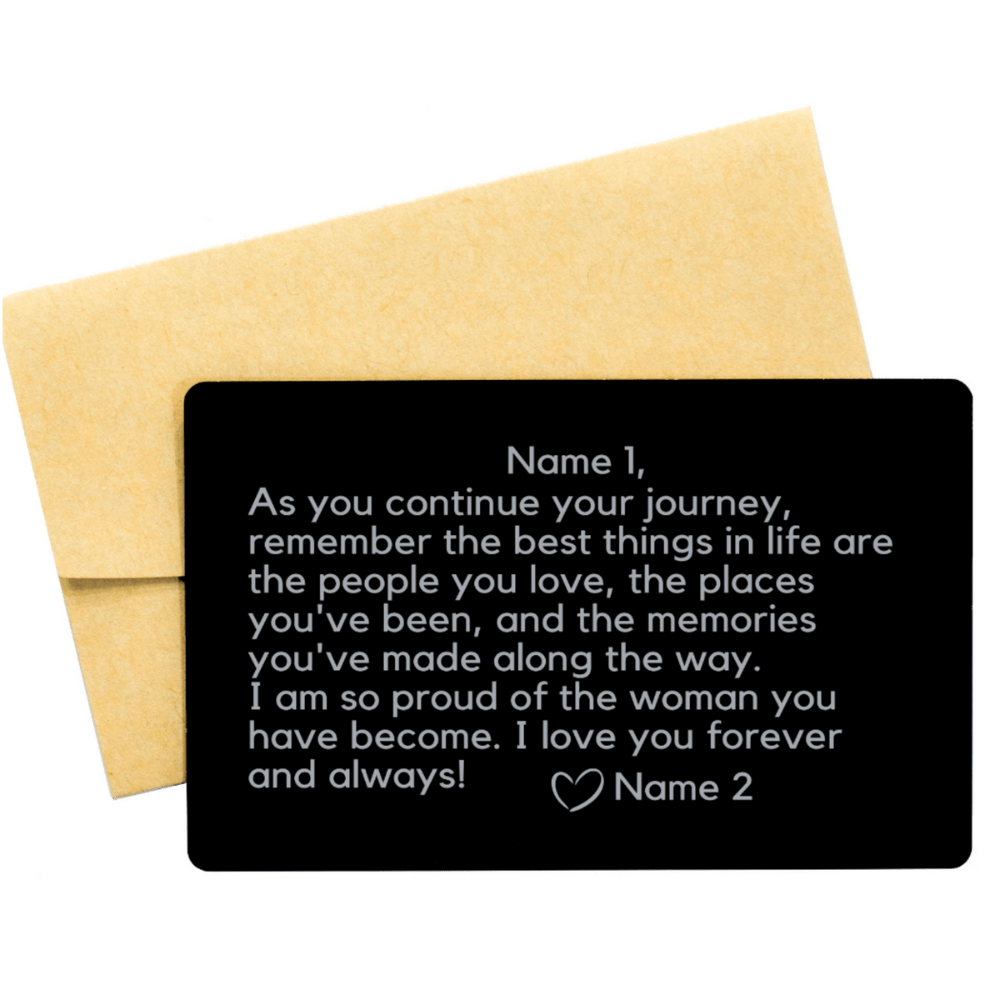 Personalized Engraved Wallet Card For Her: As You Continue Your Journey...