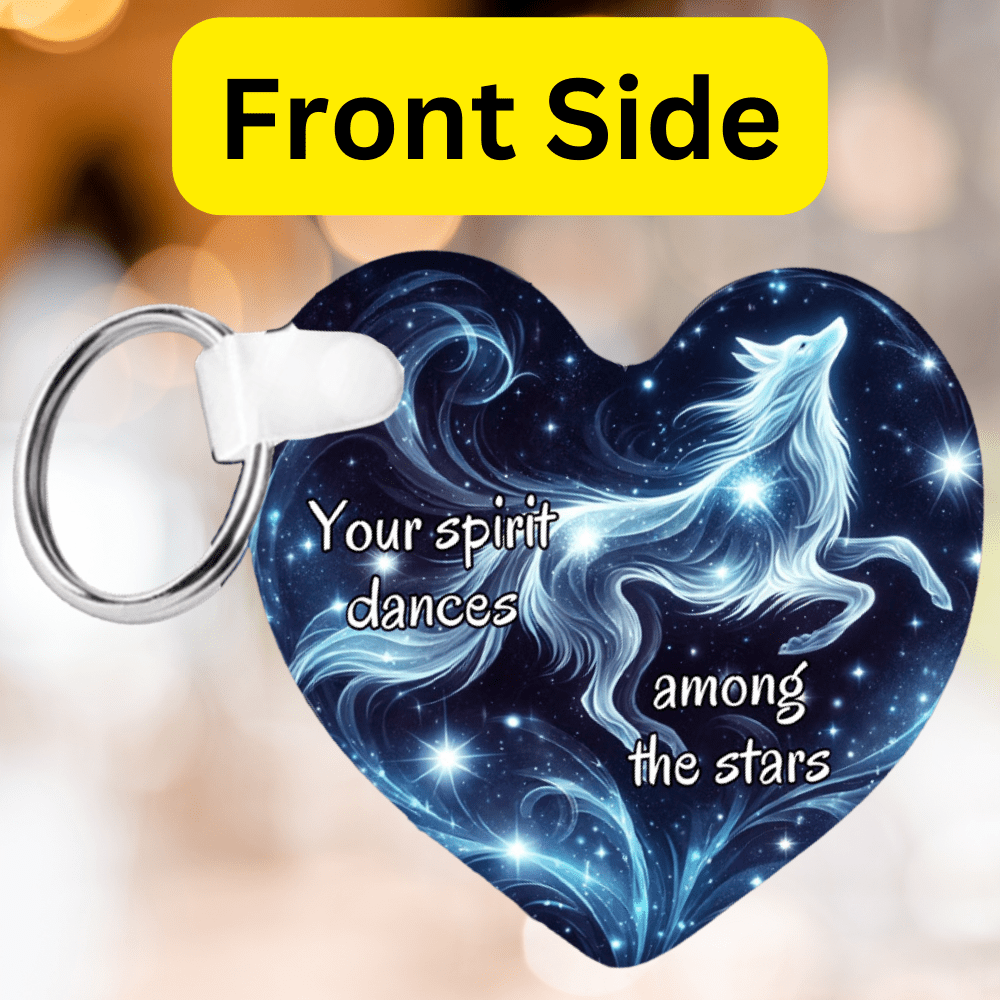 Dog Spirit, Memorial Heart Keychain With a Gift Box: Your Sprit Dances Among The Stars