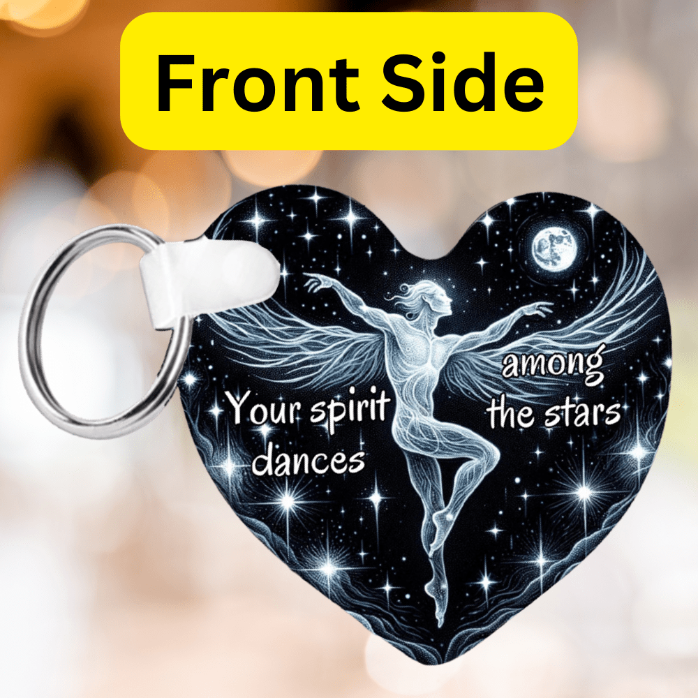 Memorial Heart Keychain With a Gift Box, Angel Male: Your Sprit Dances Among The Stars