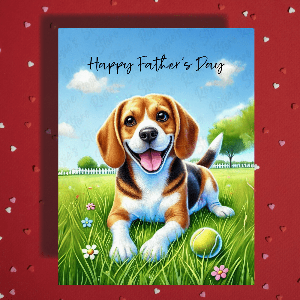 Dad Gift, Greeting Card, Beagle Dog 3: Happy Father's Day