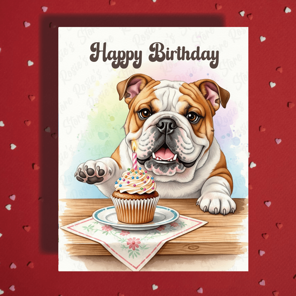 Birthday Greeting Card, Bulldog Dog Pet Lover: Happy Birthday