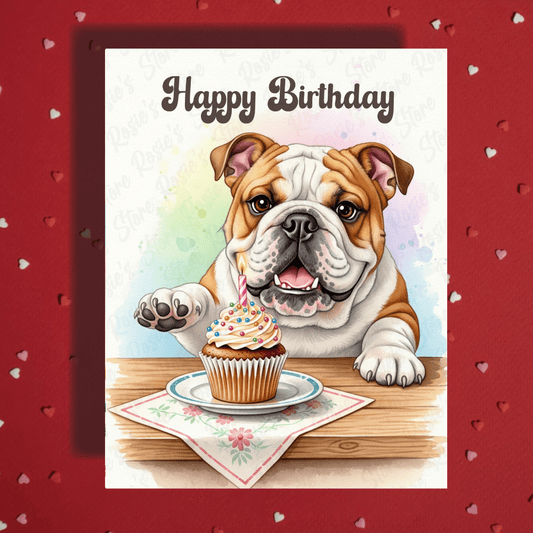 Birthday Greeting Card, Bulldog Dog Pet Lover: Happy Birthday