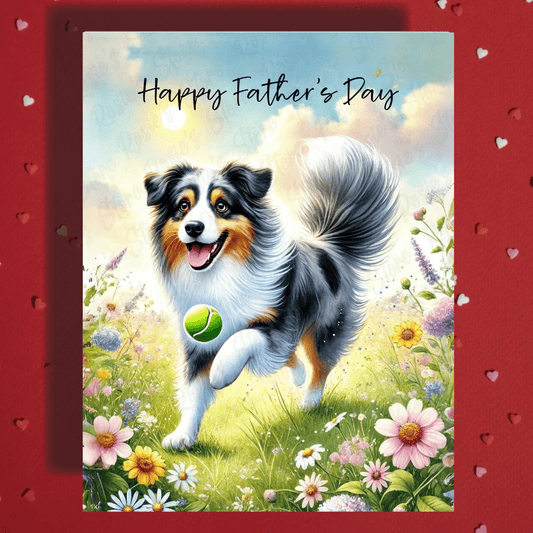 Dad Gift, Greeting Card, Aussie, Australian Shepherd Dog: Happy Father's Day