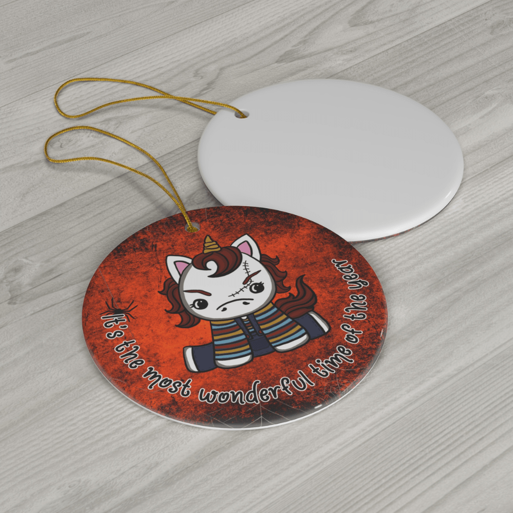 Halloween Ceramic Ornament: Unicorn Chuck