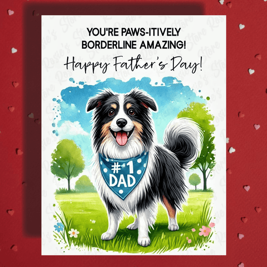 Dad Gift, Greeting Card, Border Collie Dog: Happy Father's Day