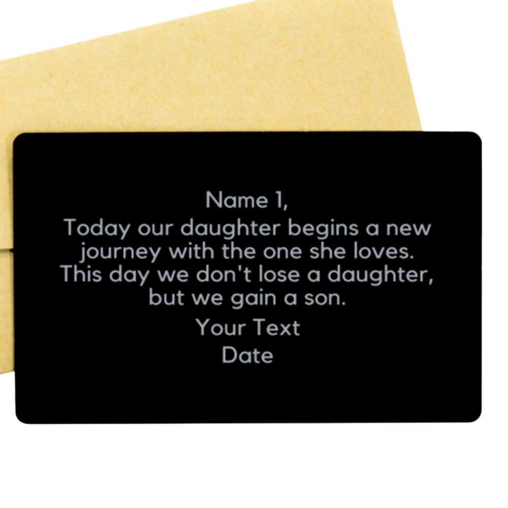 Son-in-Law Gift, Personalized Engraved Wallet Card: Today Our Daughter Begins...